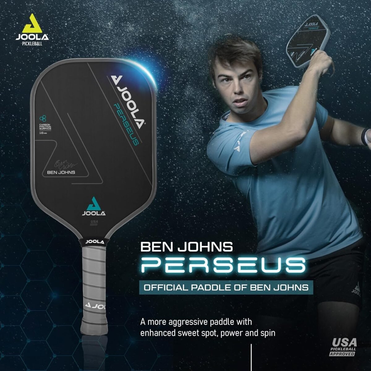 Joola Ben Johns PERSEUS CFS 16mm Carbon Pickleball Paddle - Image 3